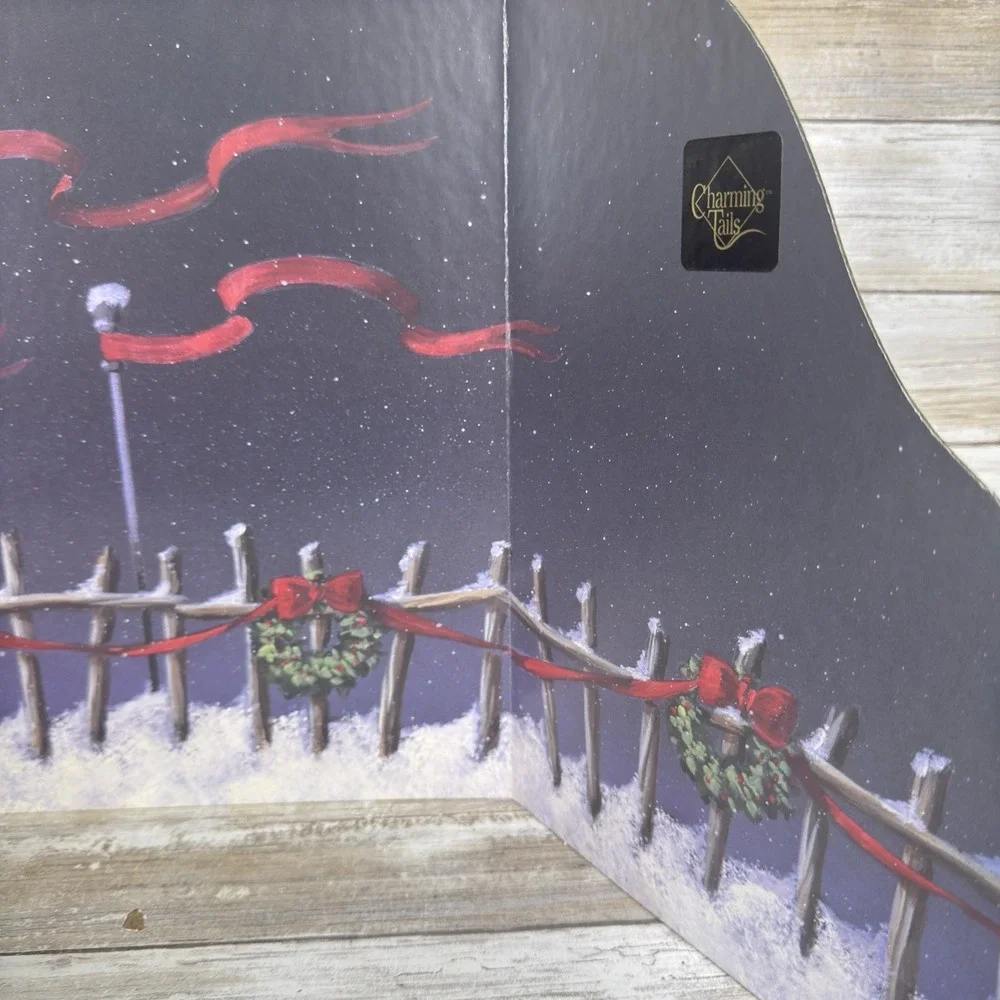 1996 Charming Tails  WINTER SCENE 2 cardboard store display snow backdrop Sebern